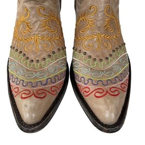 Old Gringo Sundance Zarape Ankle Boot Bone Leather Embroidered Studded Size 8